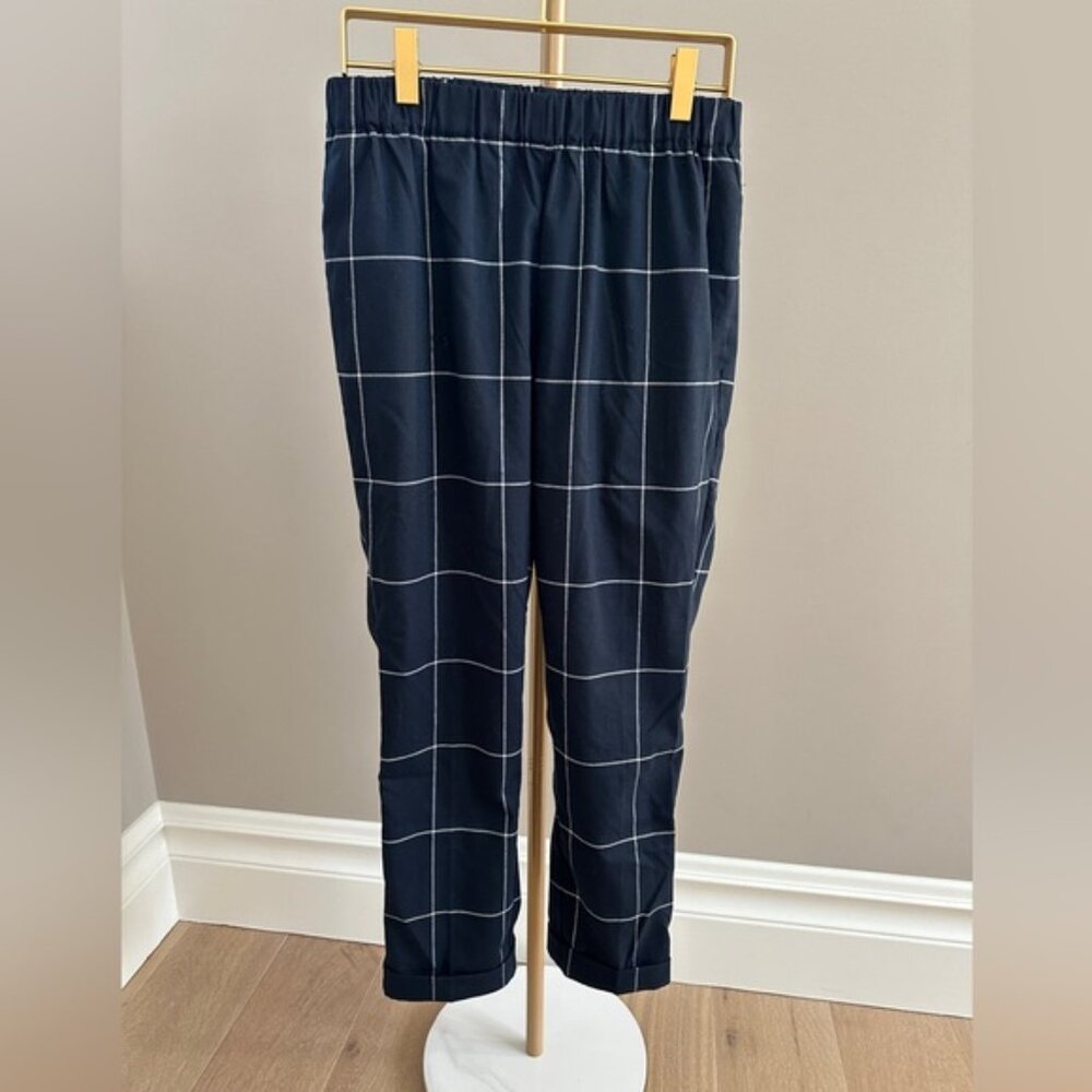 Oak + Fort Windowpane Straight Leg Pants Size Small